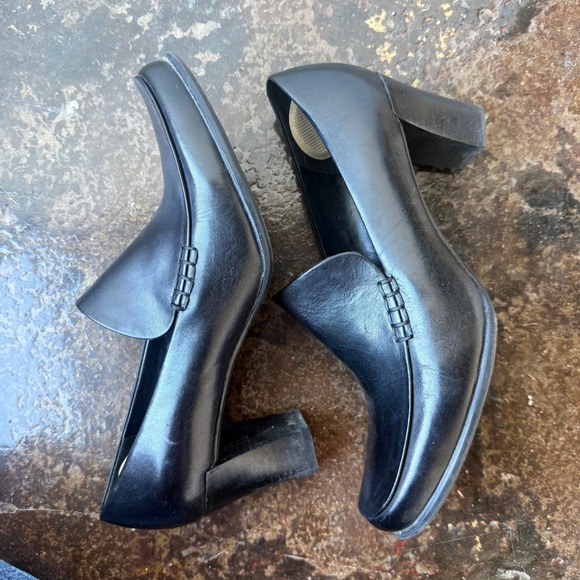 Franco Sarto Nolan Loafer Block Heel Leather Pumps Womens 9.5 Classic Office - Picture 5 of 9